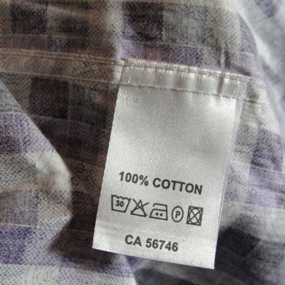 Au Noir Limited Edition Purple Plaid Floral Flip Cuffs Mens Shirt XL or Size 6 - Picture 12 of 12